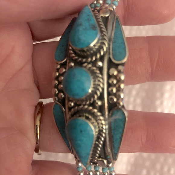 Turquoise bracelet - Vintage Sterling Silver - 50 grams - Picture 5 of 10